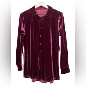 Soft Surroundings Velvet Button Down Shirt M Boyfriend Whimsigoth Autumn Mature